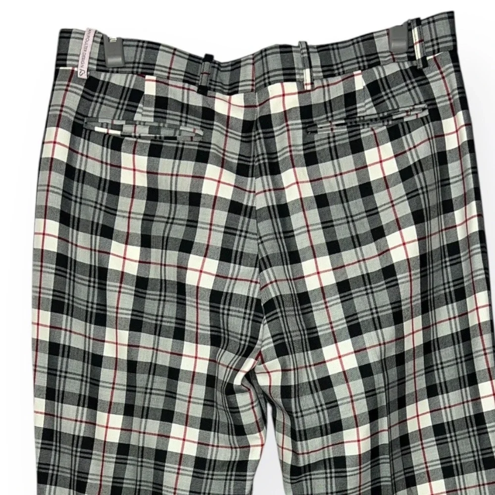 Ian Poulter Design Plaid Golf Pants Men 36x32 Milled Wool Tartan British Trouser